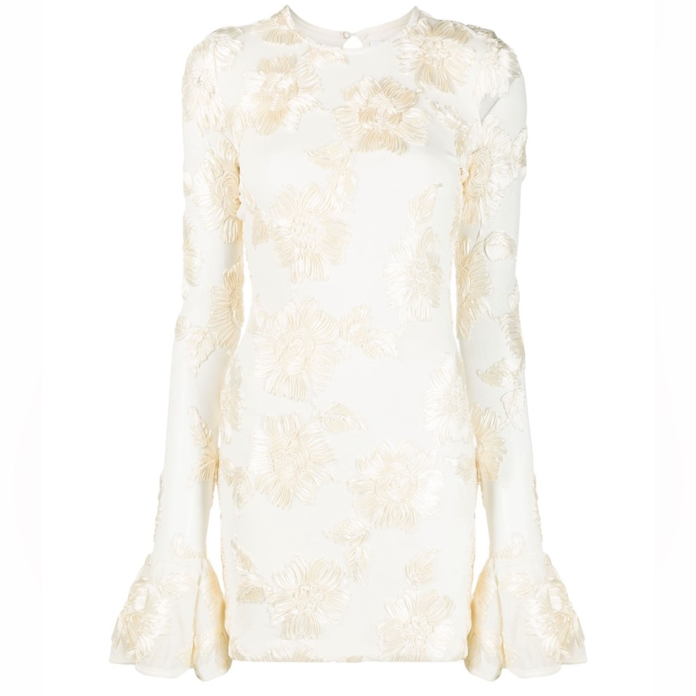 3D Floral appliqué mini dress